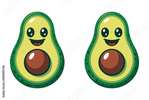Happy avocado character vector illustration for healthy food festival, vegan event poster, guacamole party, mexican cuisine restaurant promotion design banner