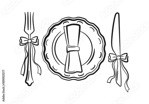 Plate, Fork and Knife, Wedding serving