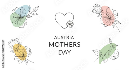 Hand Drawn Watercolor Floral Wreaths for Austria Mothers Day flowers leaves