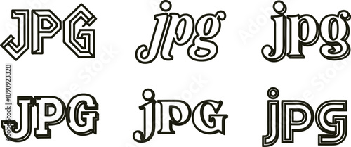 JPG file format logos and icons in various designs and styles for graphic resources