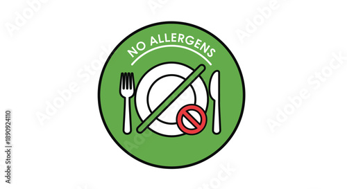 Graphic icon clearly indicating an allergy safe dining option or food preparation area where no common allergens are present for sensitive eaters.