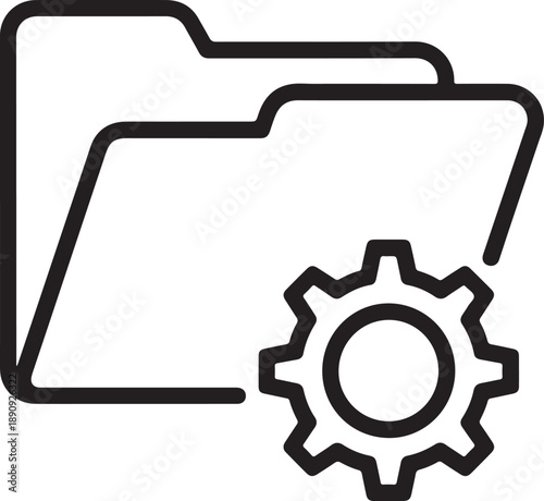 A simplified illustration of a file folder with a gear icon, symbolizing configuration or settings, viewed from a straightforward perspective, emphasizing organization and management.