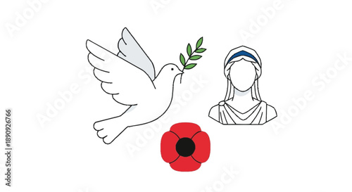 Hand Drawn Black Whisk Holding Red Poppy Flower kitchen whisk black outline