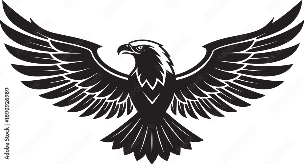 Fototapeta premium Elegant Eagle Silhouette Logo – Modern Black Minimal Icon Art & Illustration
