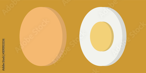 Set of boiled eggs, half, sliced isolated white background.eps,10