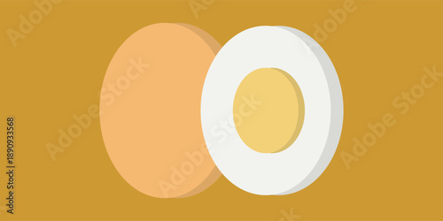 Set of boiled eggs, half, sliced isolated white background.eps,10
