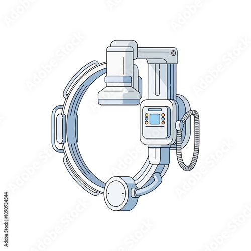 Medical imaging device featuring a c-arm fluoroscopy machine for detailed internal body structure visualization in clinical settings