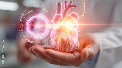 Digital Medical Interface Transforming Garlic Into Anatomical Heart With Illuminated Arteries Biotechnology Healthcare