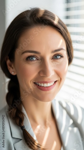 Woman Smiling Near Window Blinds Free Download Woman Smiling Near Window Blinds - GFXLoad