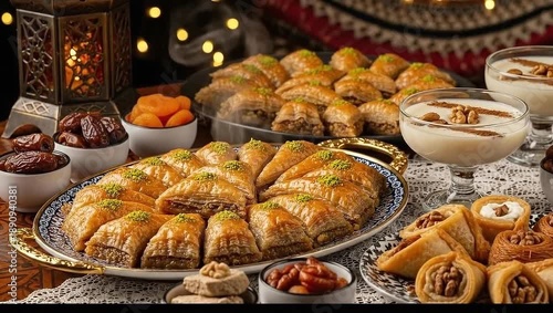 Festive Ramadan and Eid Traditional Foods Spread for Celebration