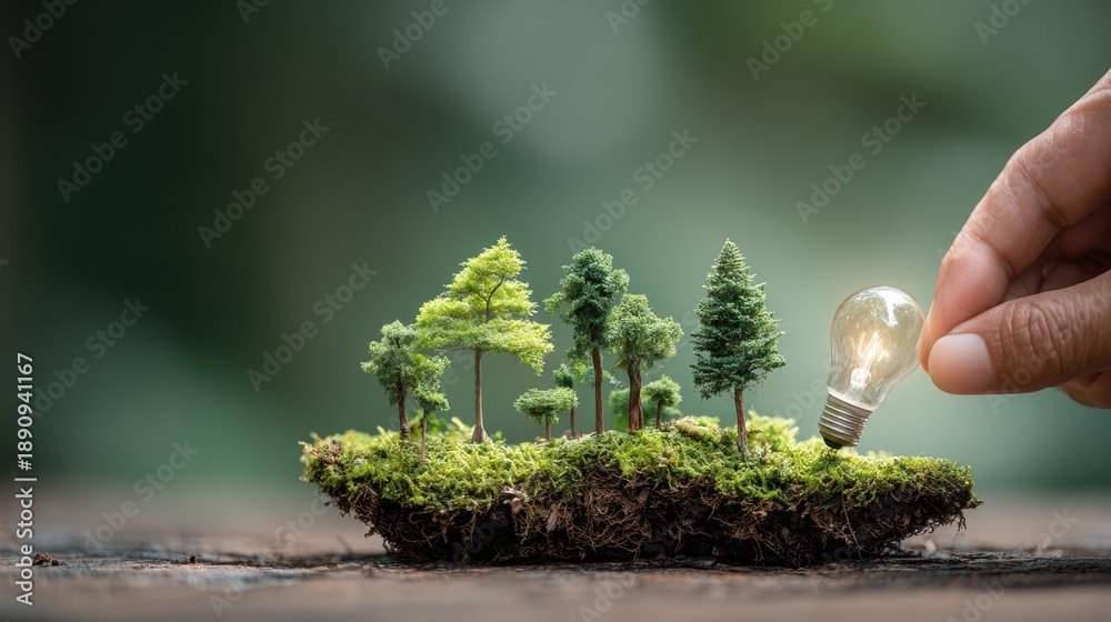 Fototapeta premium Awareness of sustainable innovation emphasizes the role of design, innovation, and technology in creating efficient, eco-friendly solutions for the future. 