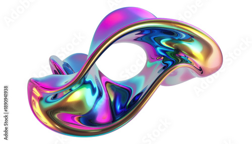 Colorful Abstract 3D Design with Smooth Surfaces and Dynamic Fluid Shapes on Transparent Background