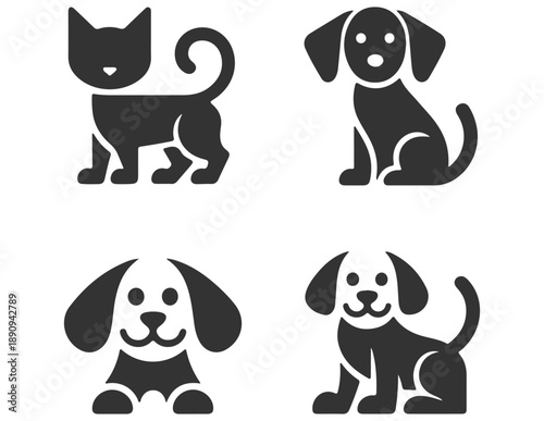 Four cute pet silhouettes