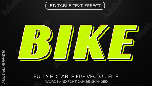 Bike editable 3d text effect vector typography style
