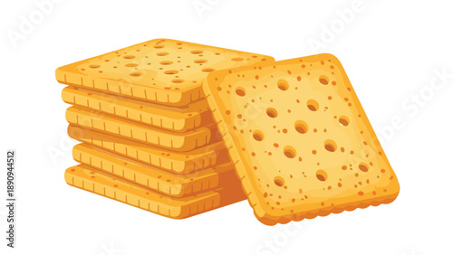 A delightful stack of crispy rectangular crackers presented against a pristine white backdrop offering a savory snack illustration for culinary