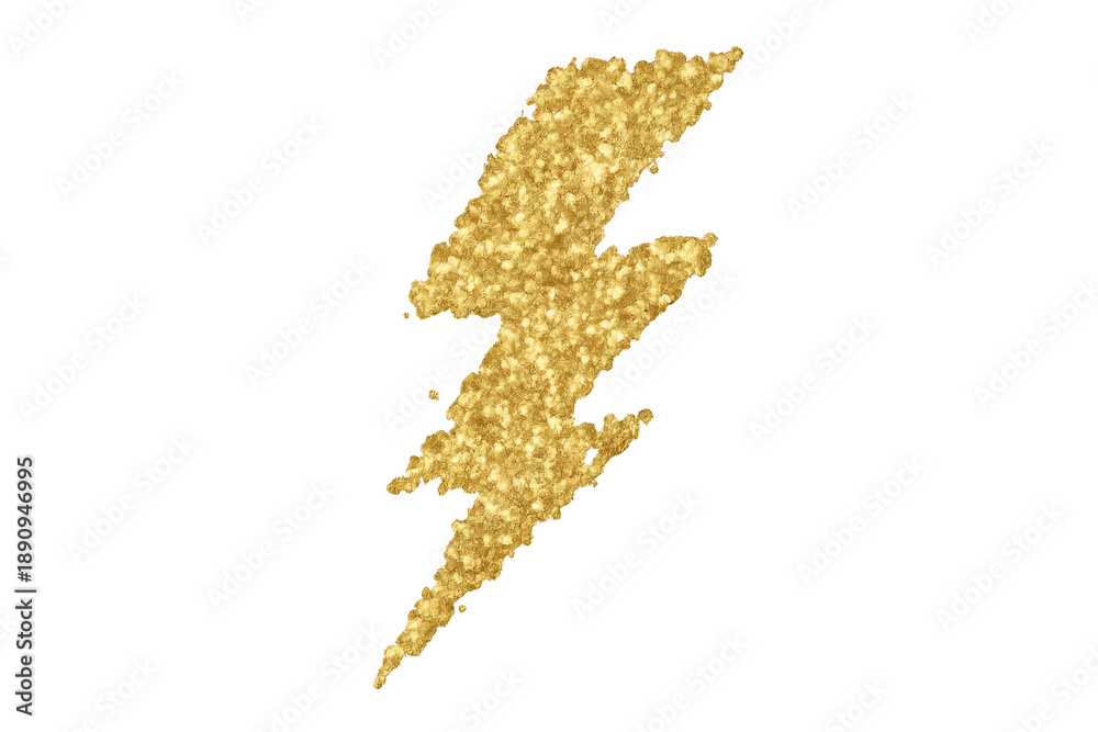 Obraz premium Gold glitter lightning bolt symbol with transparent background