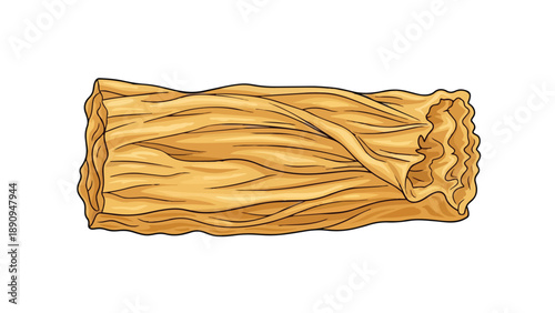 A detailed graphic illustration depicting a piece of dried bean curd skin a traditional asian food product known for its unique layered texture and