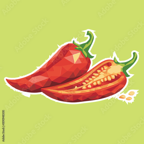 chili with lowpoly art, eps 10 illustration
