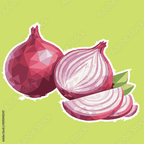 red onion with lowpoly art, eps 10 illustration