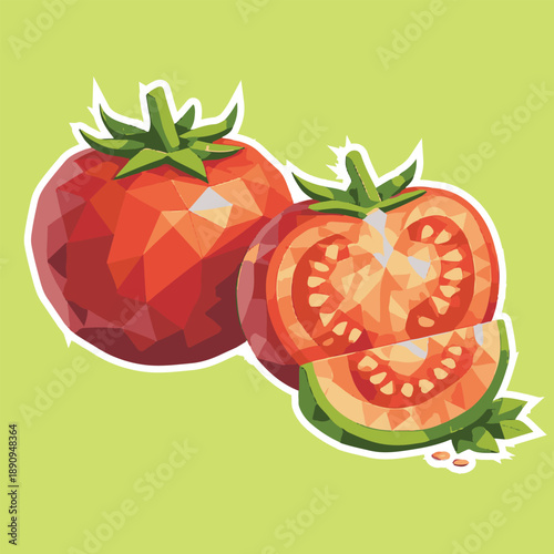 tomato  with lowpoly art, eps 10 illustration