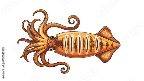 Captivating marine creature artwork depicting a cephalopod with intricate details and expressive features