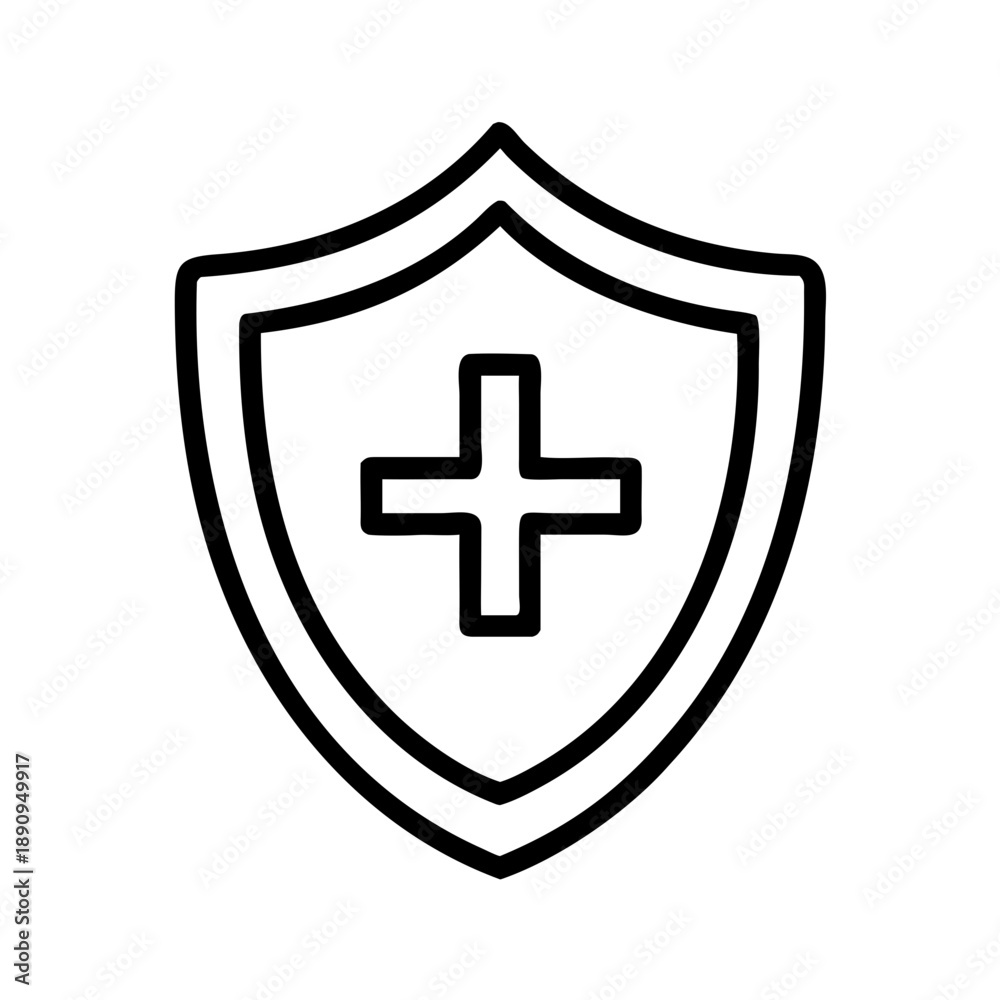 Obraz premium Medical shield icon with cross symbolizing health protection 