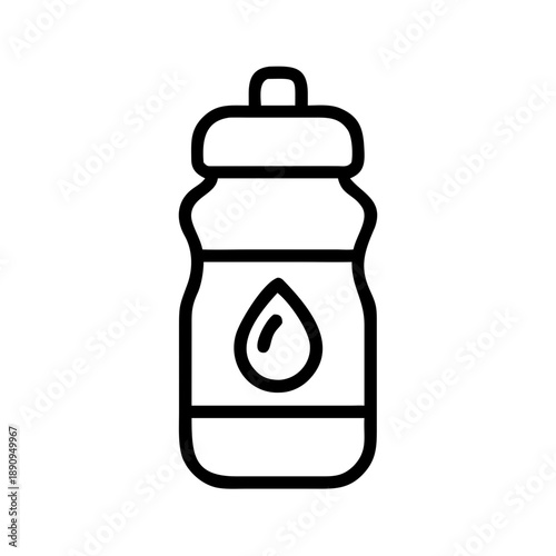 Water bottle icon in line style with drop symbol  