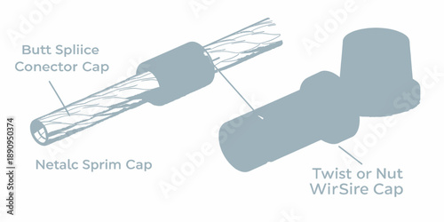 Wire Connector Caps and Splices, Netalc Sprim Cap, Butt Splice, Twist Cap Illustration