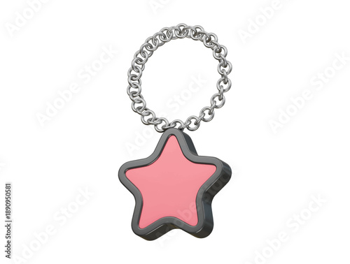 metaletic star keychain icon 3d illustration render