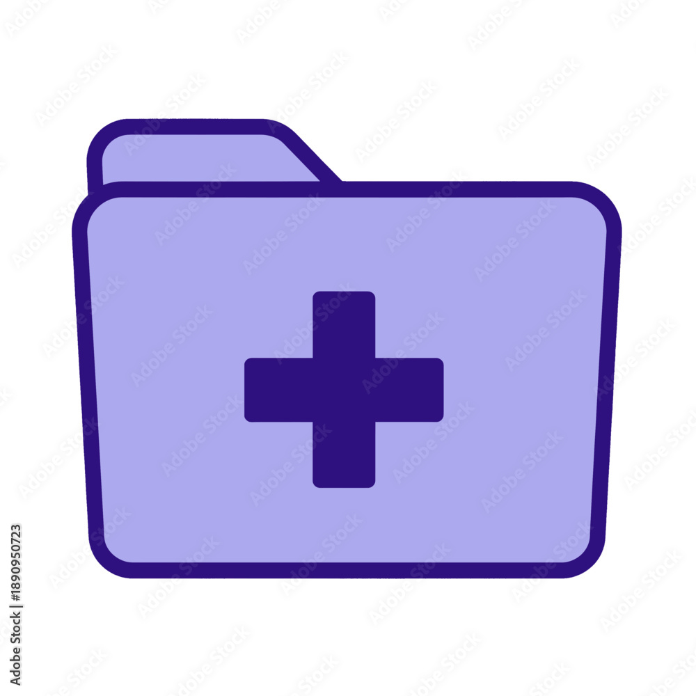 Obraz premium Purple folder icon with a plus sign for adding content.