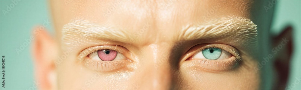 Fototapeta premium Close-up of Mans Eyes with Different Colored Contact Lenses
