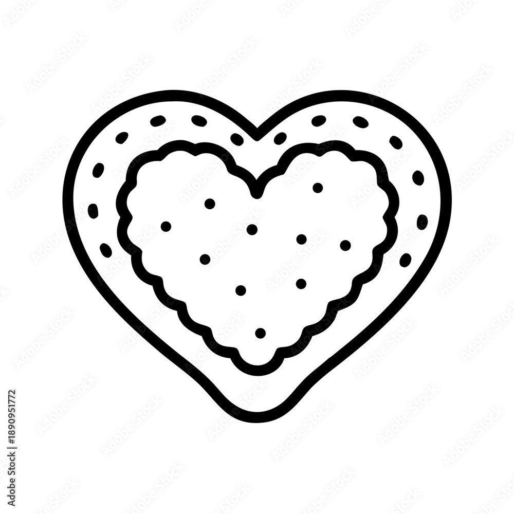Obraz premium Heart-shaped cookie with frosting and sprinkles in outline design 