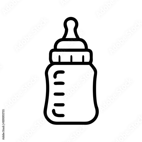 Baby bottle outline illustration with measurement markers  