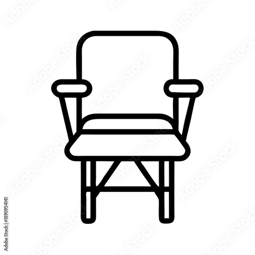 Simple outline of a folding chair with armrests in minimalist design  