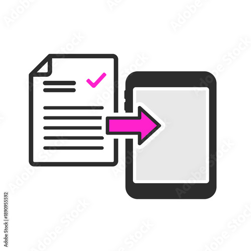 paperless and document digitalization tablet icon (magenta)