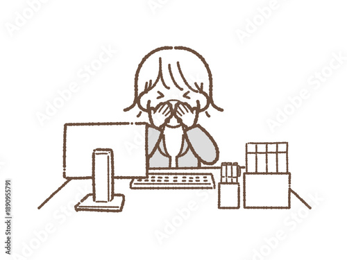 会社員　くしゃみ　女性