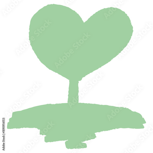 幼稚園・保育園向け やさしい挿絵イラストカットシリーズ｜ハート型の葉っぱ / Heart Shaped Leaf Illustration