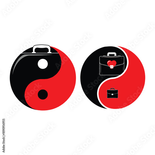 Work-life balance yin yang briefcase icon for modern professionals