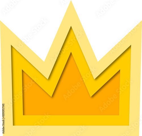 Yellow crown paper cut icon PNG