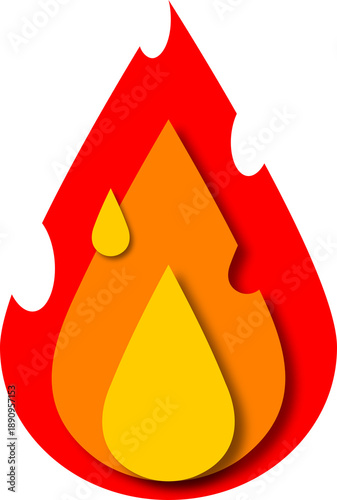 Fire flame paper cut icon PNG