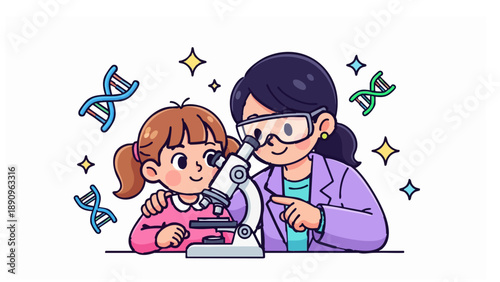 Women in STEM and Science Education Cartoon Illustration
