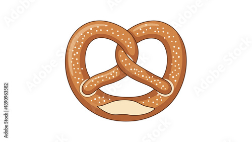 A charmingly rendered cartoon illustration showcases a perfectly crafted golden-brown pretzel, highlighting its quintessential knotted design and