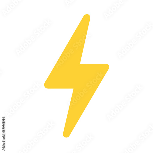 Free Download Vibrant yellow lightning bolt icon, a dynamic flat vector symbol representing energy, power, and speed on a clean white background. - GFXLoad