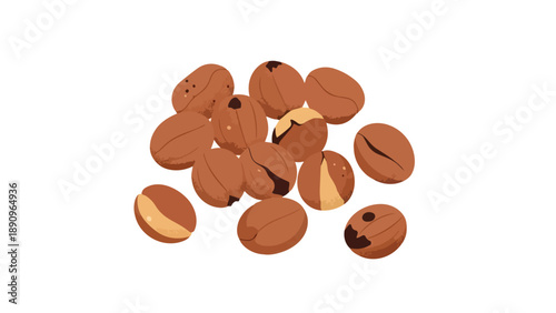 An artistic depiction of a delightful collection of roasted coffee beans, showcasing their rich brown hues and readiness for aromatic brewing and