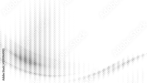 black halftone dot pattern on white background with creative wavy gradient texture