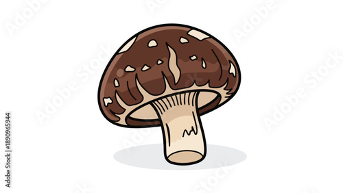 A charming stylized illustration of a single shiitake mushroom, perfect for whimsical culinary designs