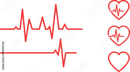 Heartbeat monitor icon set