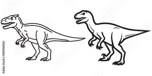 jurassic world animal line art and illustrator eps 10