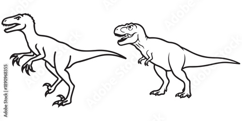 jurassic world animal line art and illustrator eps 10