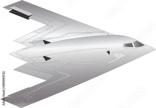 B2 spirit bomber aircraft top view vector illustration. Stealth aircraft vector design. 